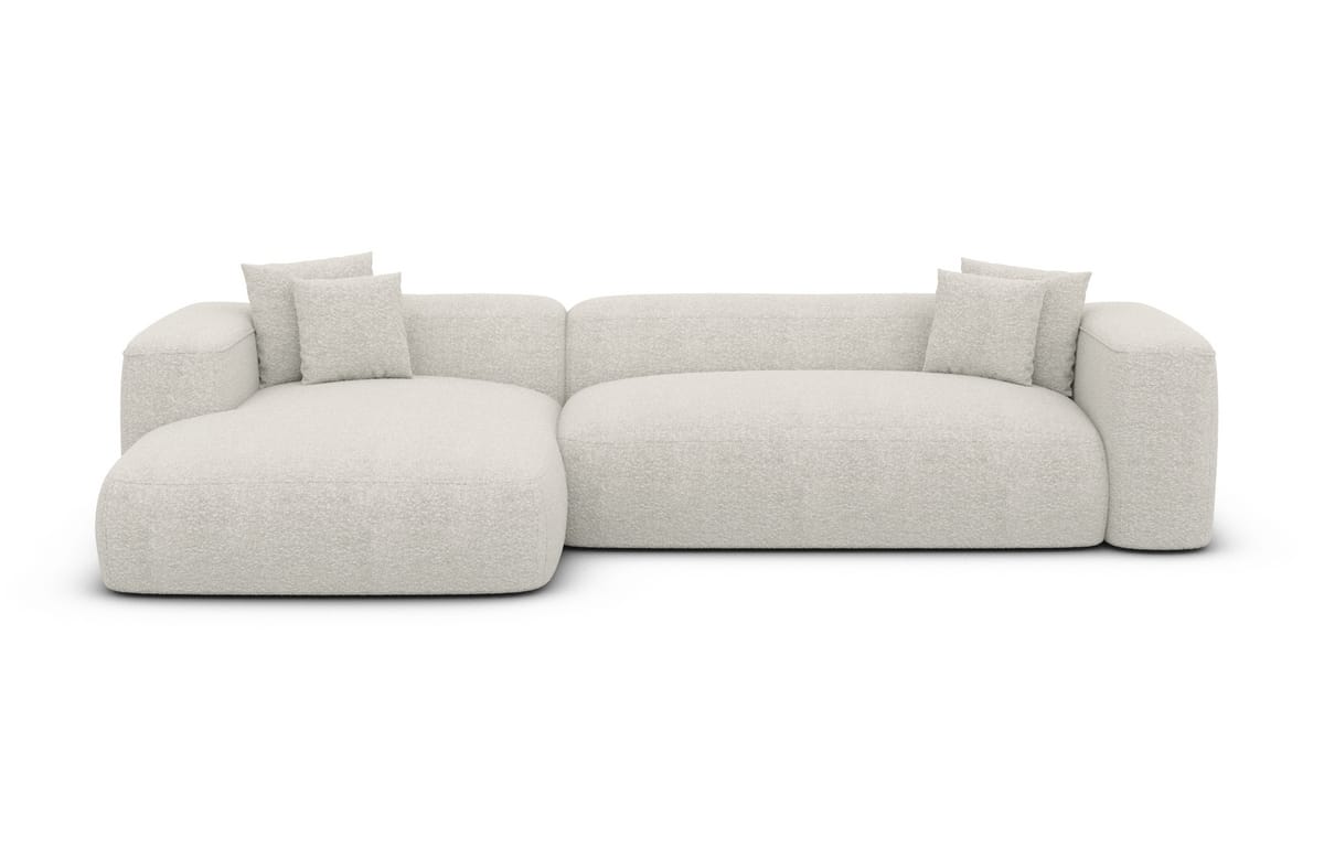 Couch Alcudia L-Form in Stoff Weiß