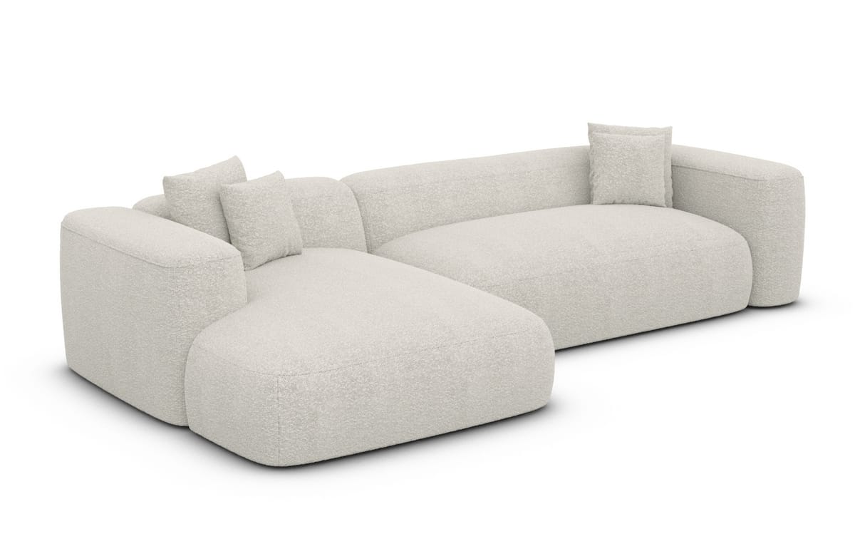 Couch Alcudia L-Form in Stoff Weiß