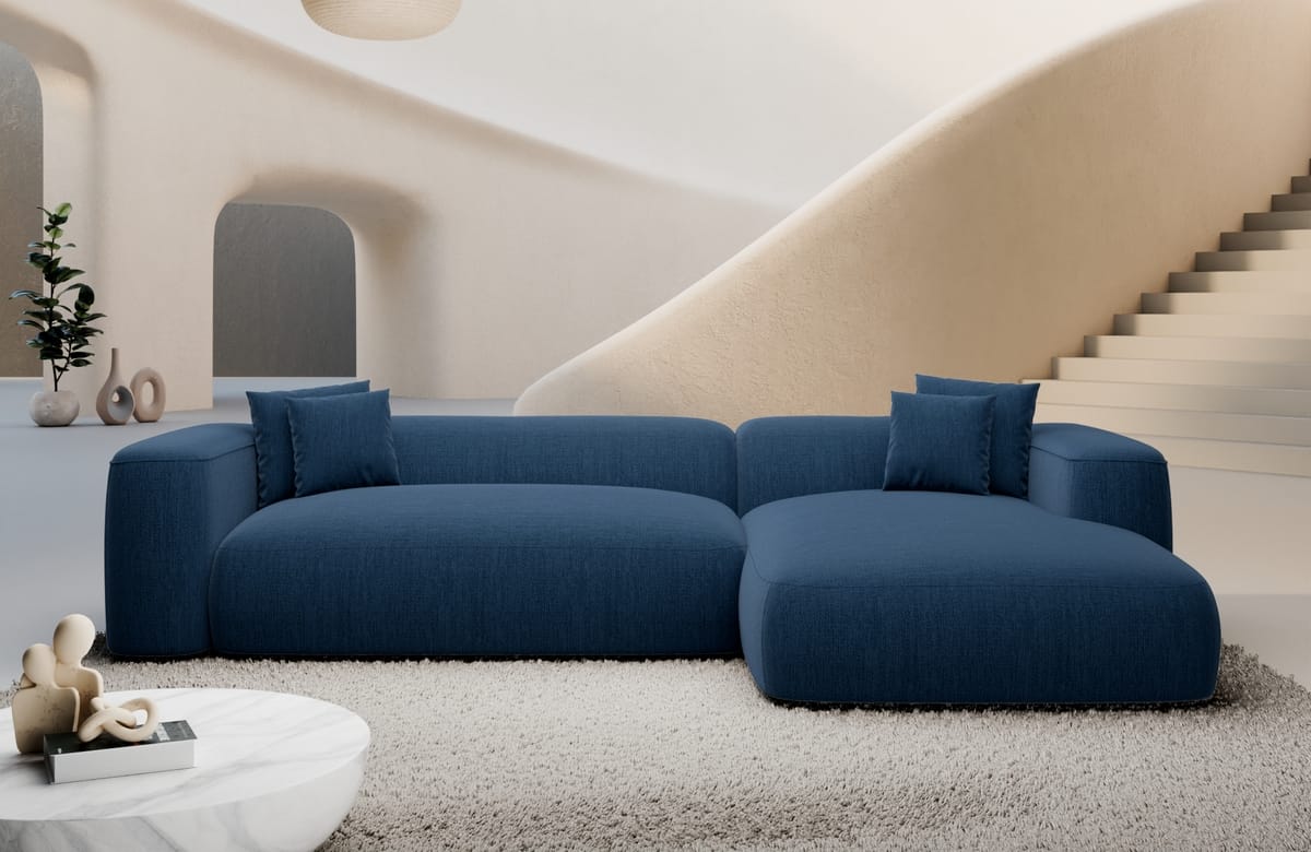 Couch Alcudia L-Form in Stoff Blau