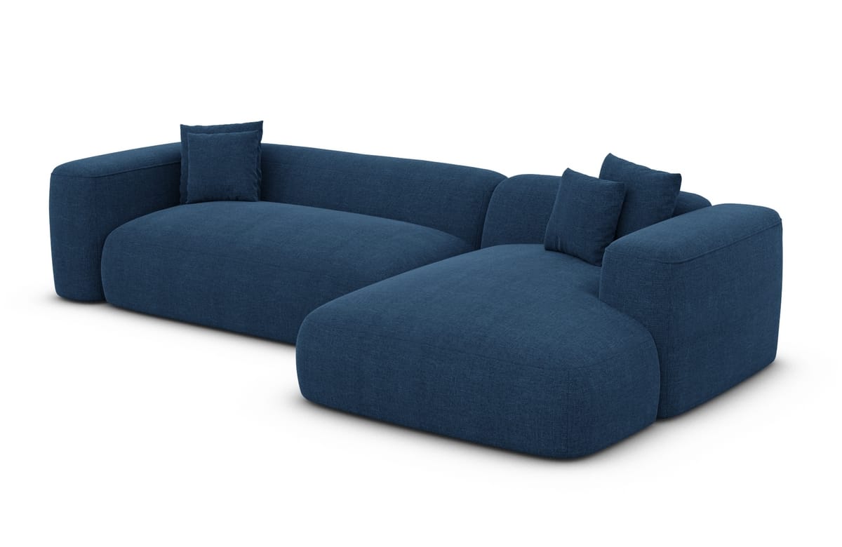 Couch Alcudia L-Form in Stoff Blau