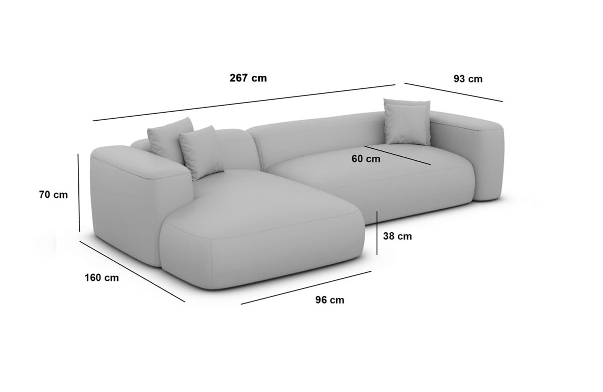 Couch Alcudia L-Form in Stoff Hellgrau