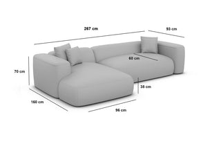 Couch Alcudia L-Form in Stoff Hellgrau