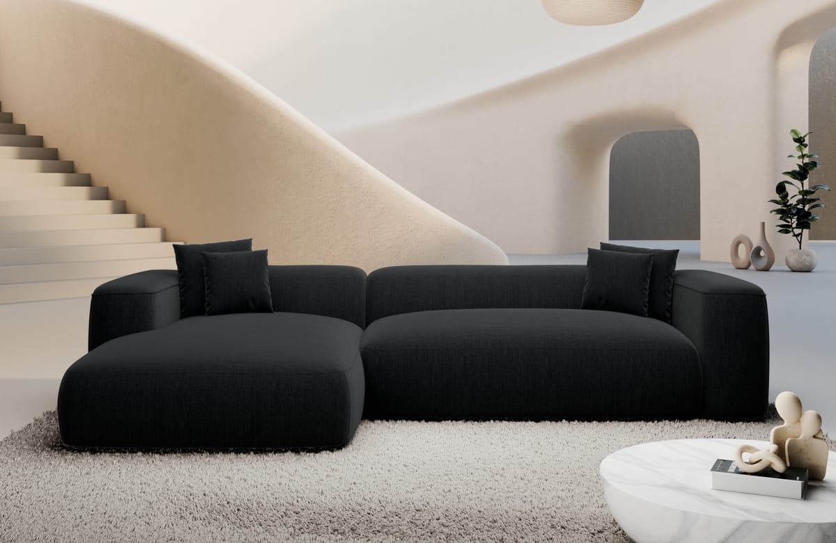 Eckcouch Alcudia L-Form Kurz Stoff Schwarz