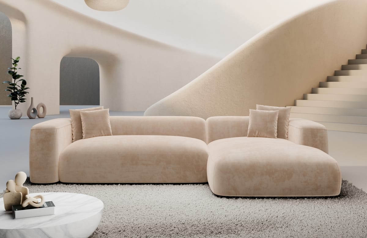 Couch Alcudia L-Form in Stoff Beige