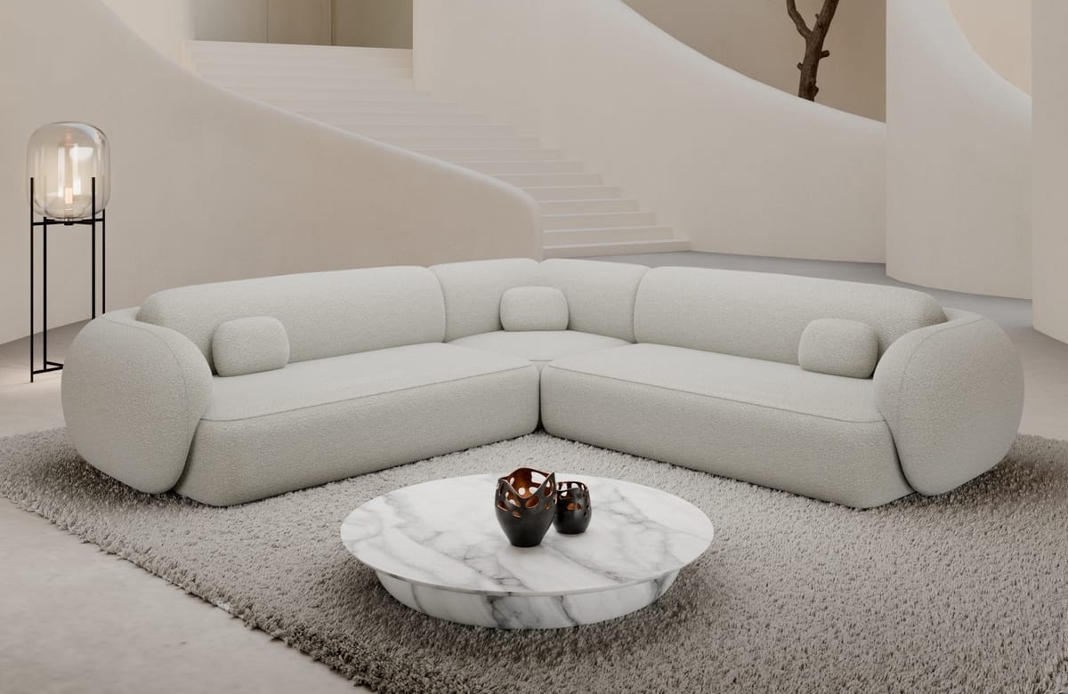 Couch Altea L-Form in Stoff Weiß