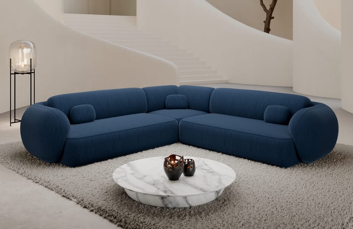 Couch Altea L-Form in Stoff Blau