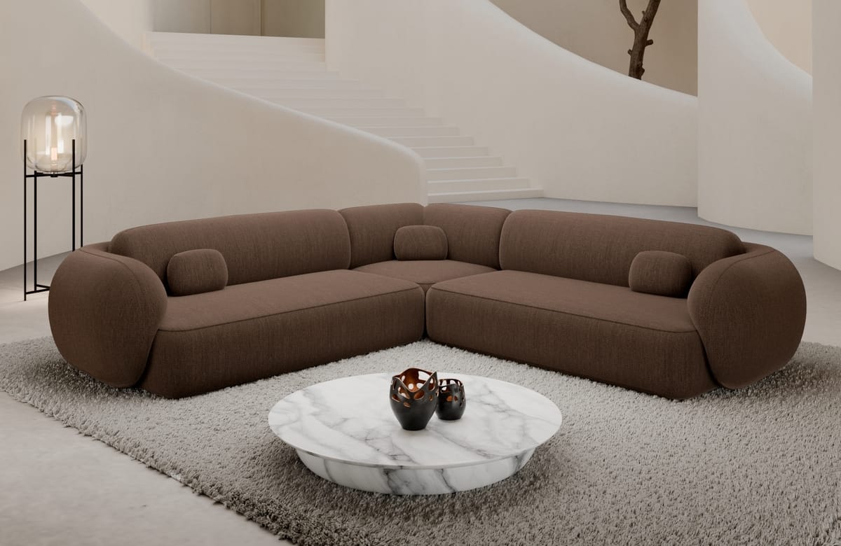 Couch Altea L Form in Stoff braun