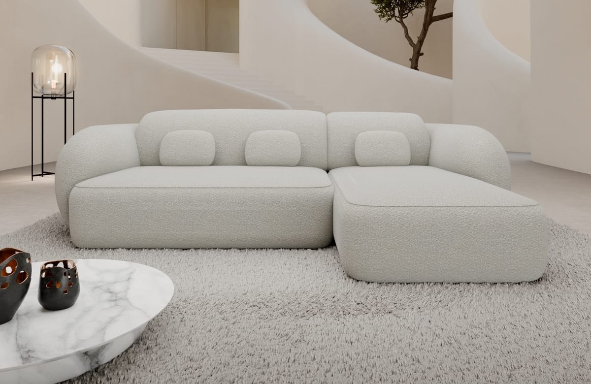 Ecksofa Altea L-Form aus Stoff Weiß