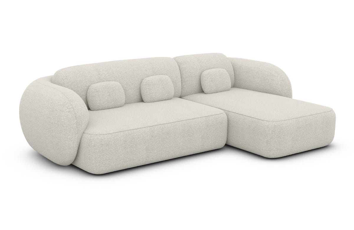 Ecksofa Altea L-Form aus Stoff Weiß