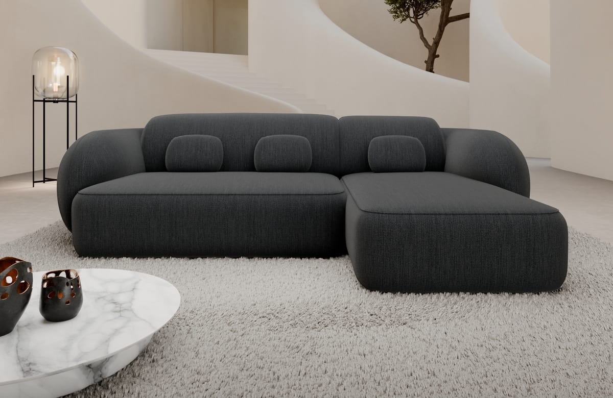 Ecksofa Altea L-Form aus Stoff Anthrazit