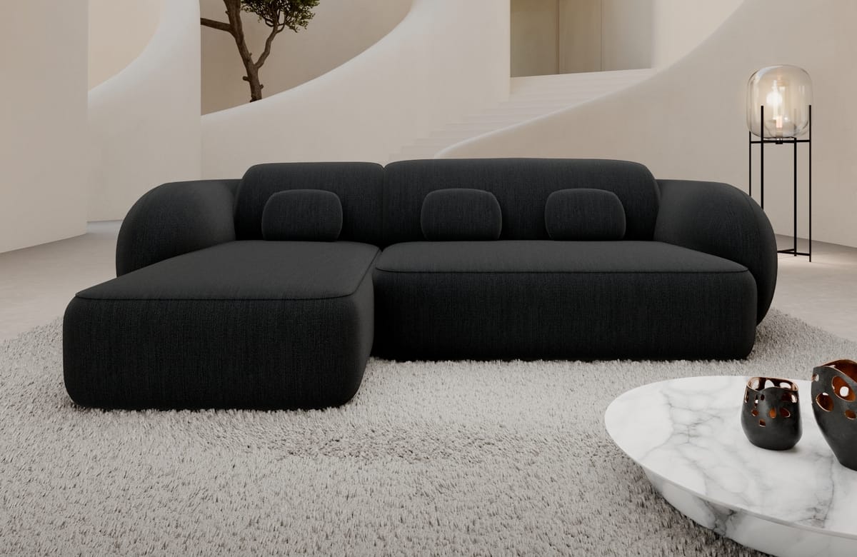 Ecksofa Altea L-Form aus Stoff schwarz