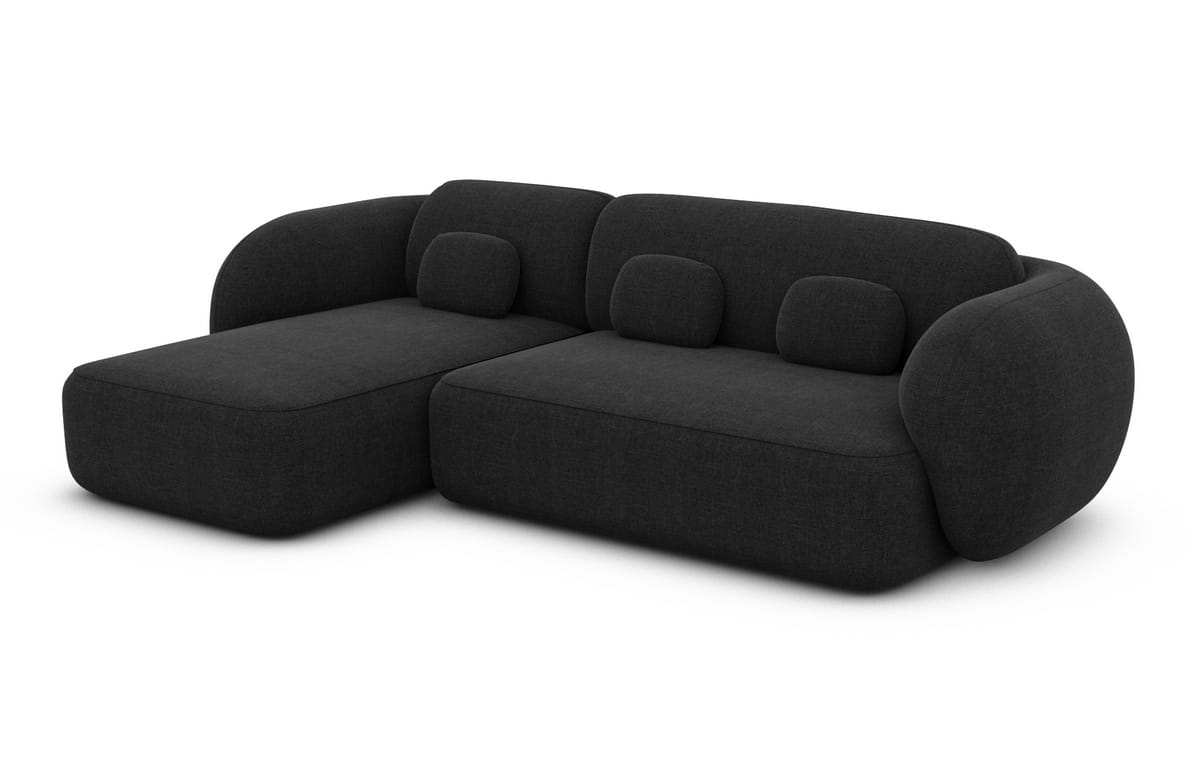 Ecksofa Altea L-Form aus Stoff schwarz