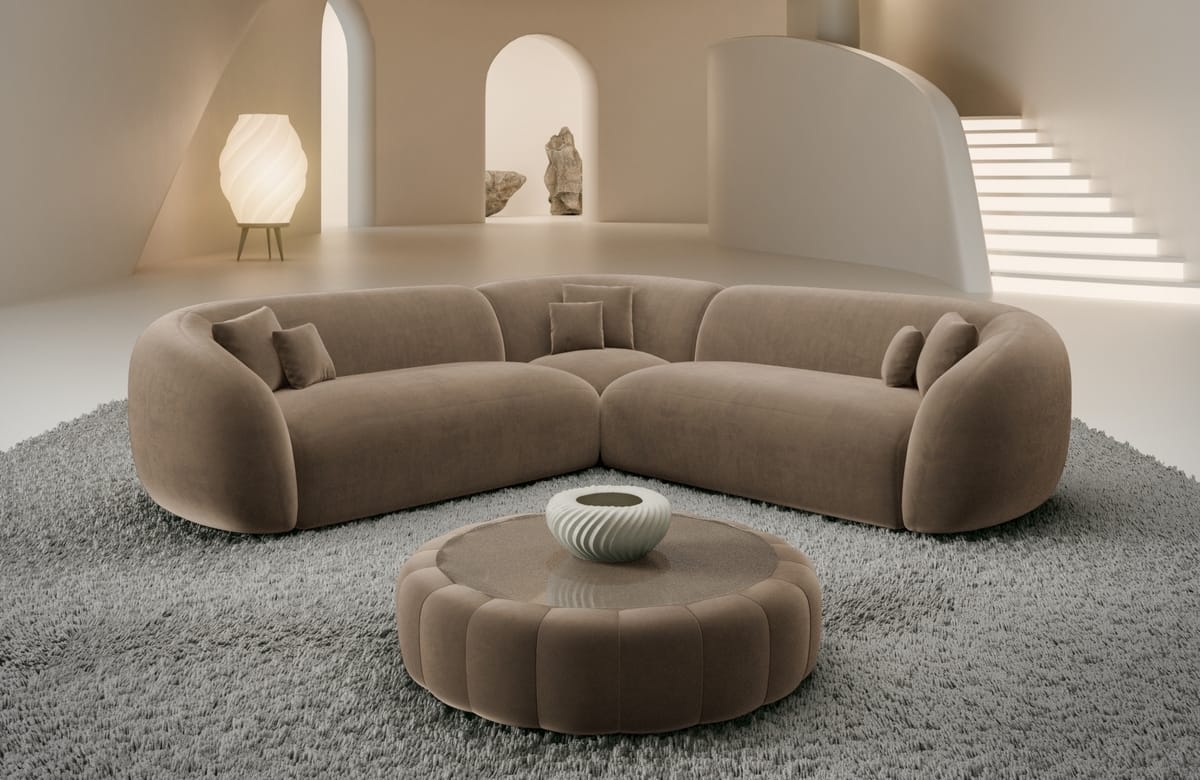 Stoff Ecksofa Sorelia L-Form Braun