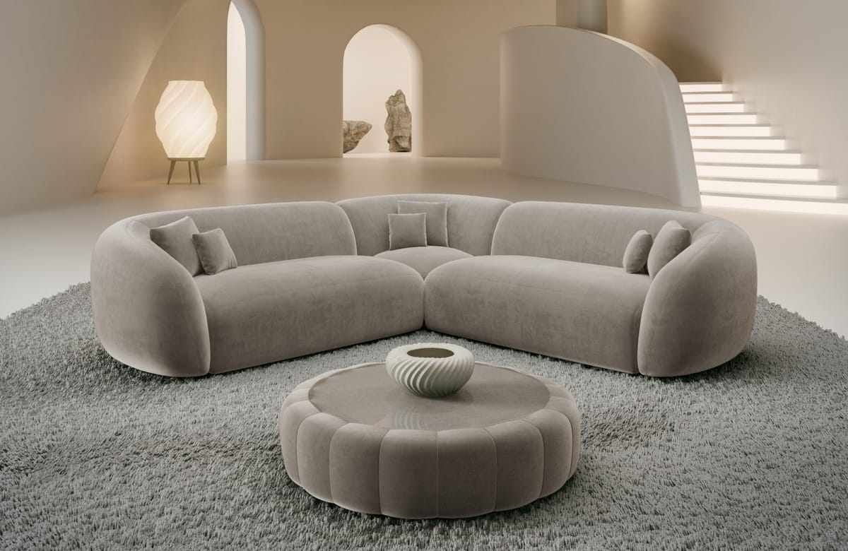 Stoff Ecksofa Sorelia L-Form Sand