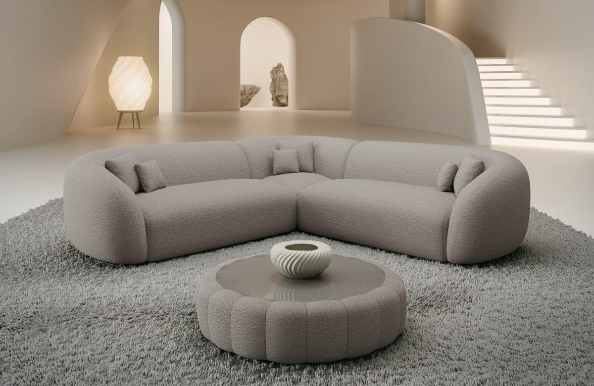 Stoff Ecksofa Sorelia L-Form Pearl