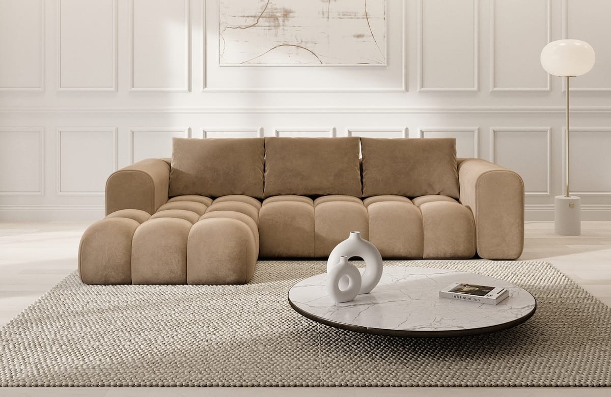 Stoff Ecksofa Casaluna L-Form Braun