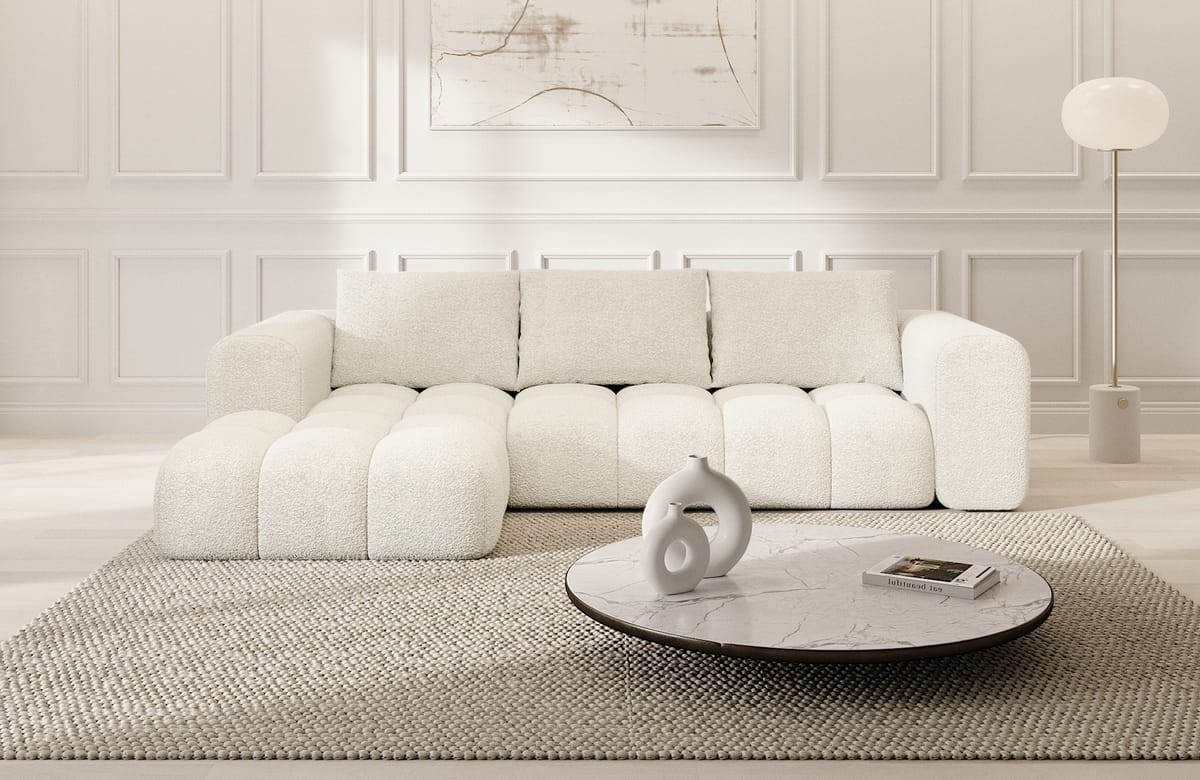Stoff Ecksofa Casaluna L-Form Weiß