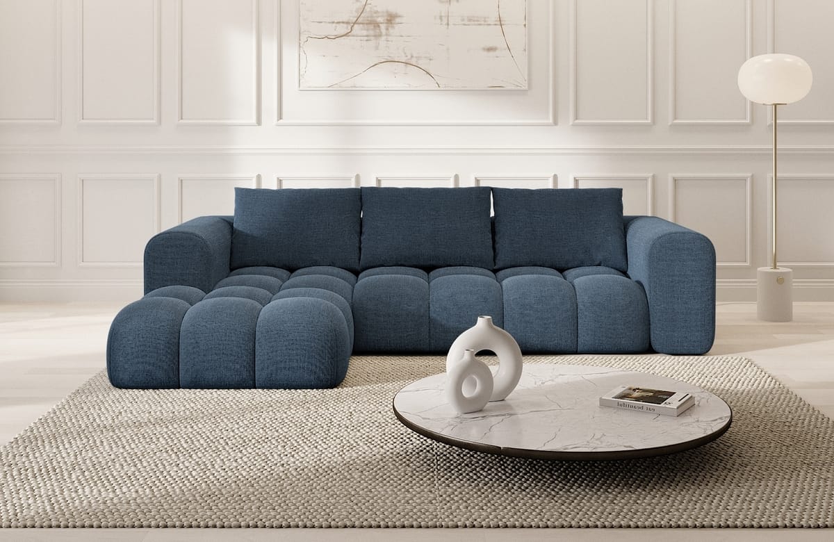 Stoff Ecksofa Casaluna L-Form Blau