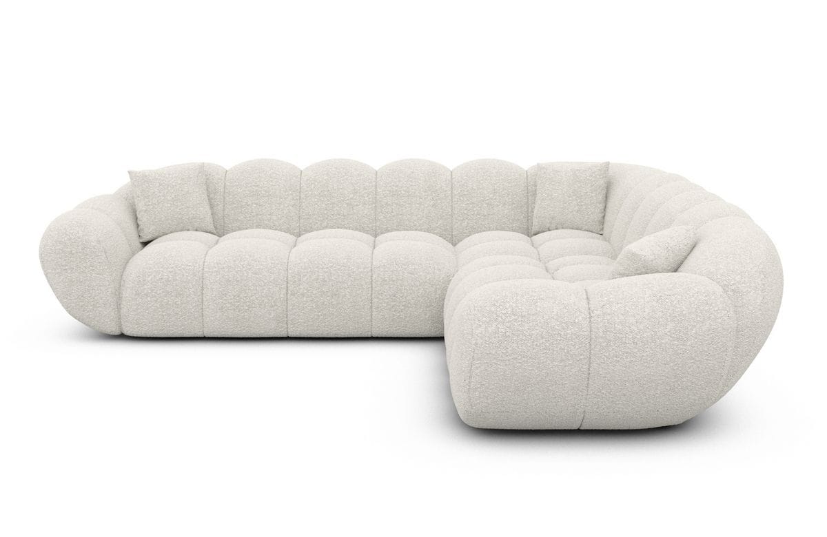 Stoff Ecksofa Maleron L-Form Weiß