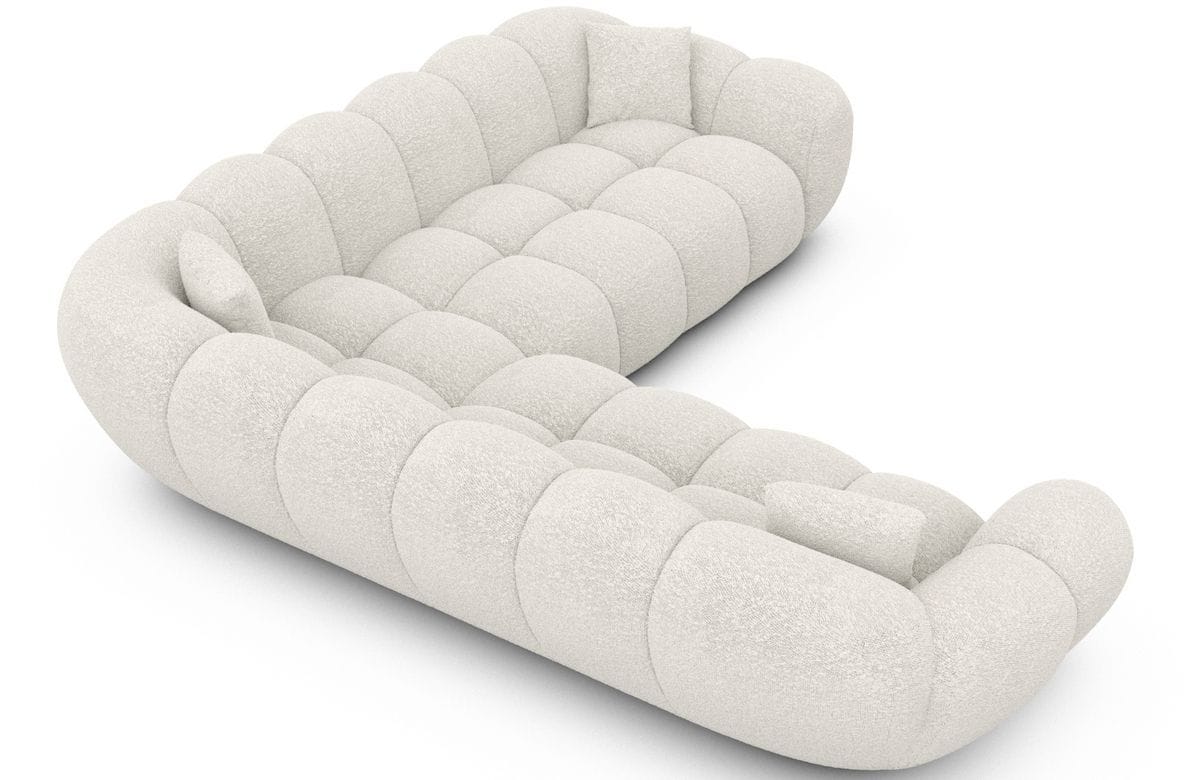 Stoff Ecksofa Maleron L-Form Weiß