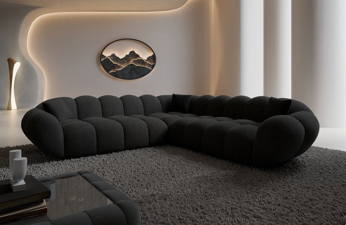 Ecksofa Maleron L Form Schwarz