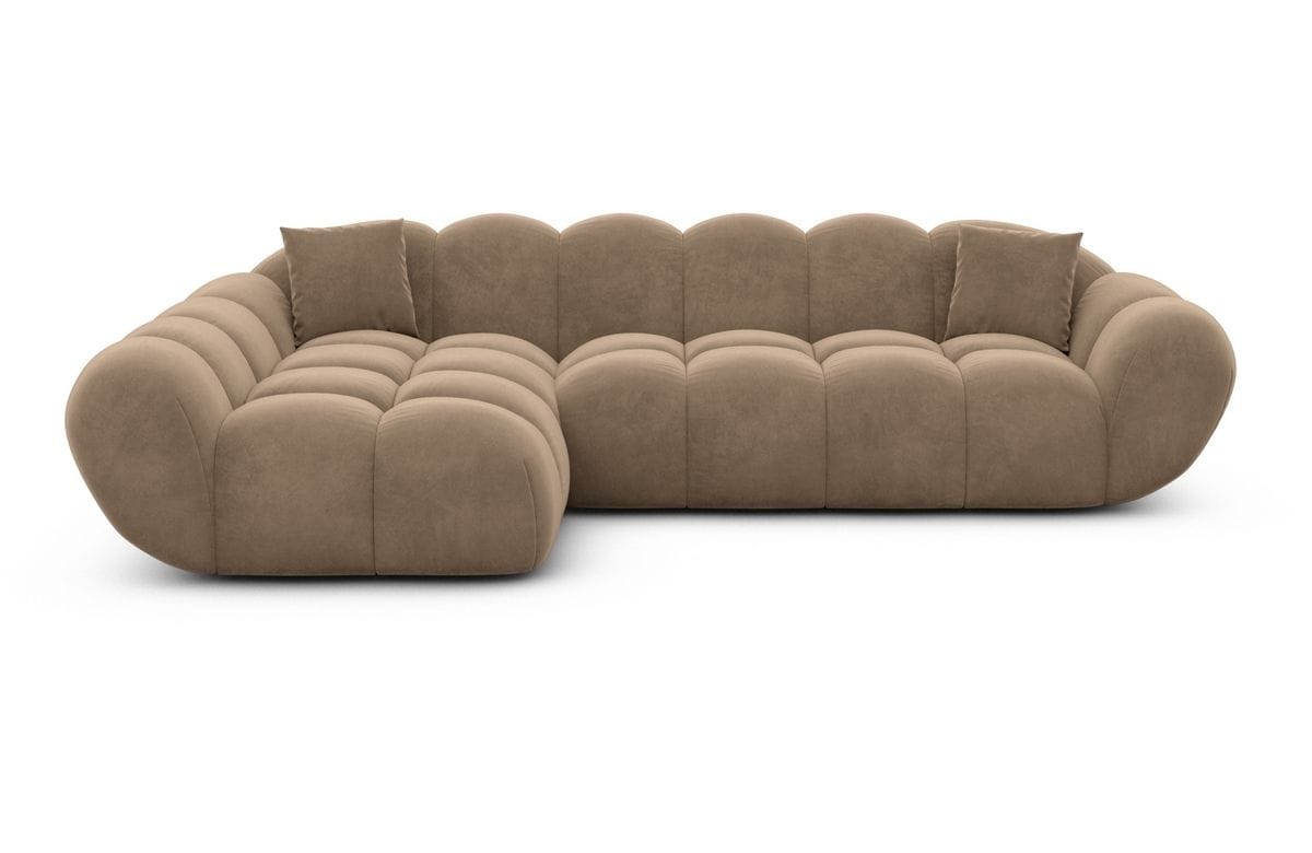 Couch Maleron L-Form in Stoff Braun
