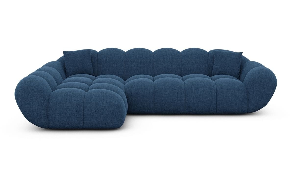 Couch Maleron L Form in Stoff blau