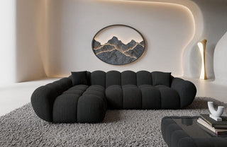 Couch Maleron L-Form in Stoff Schwarz