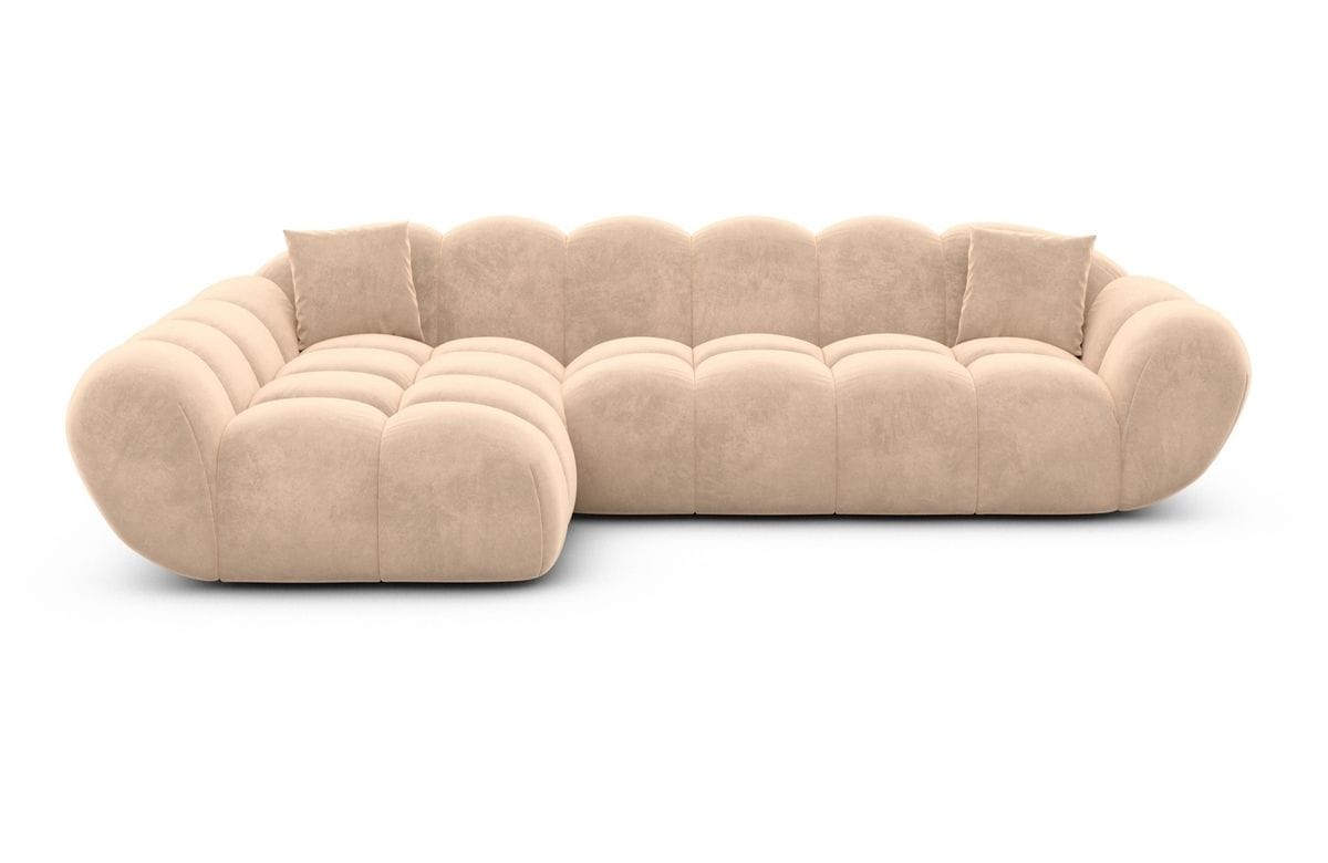 Couch Maleron L-Form in Stoff Beige