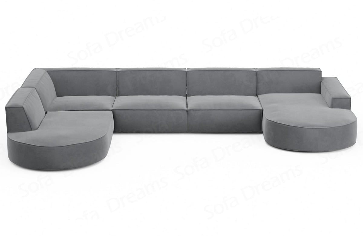 Wohnlandschaft Alegranza U-Form aus Stoff Hellgrau