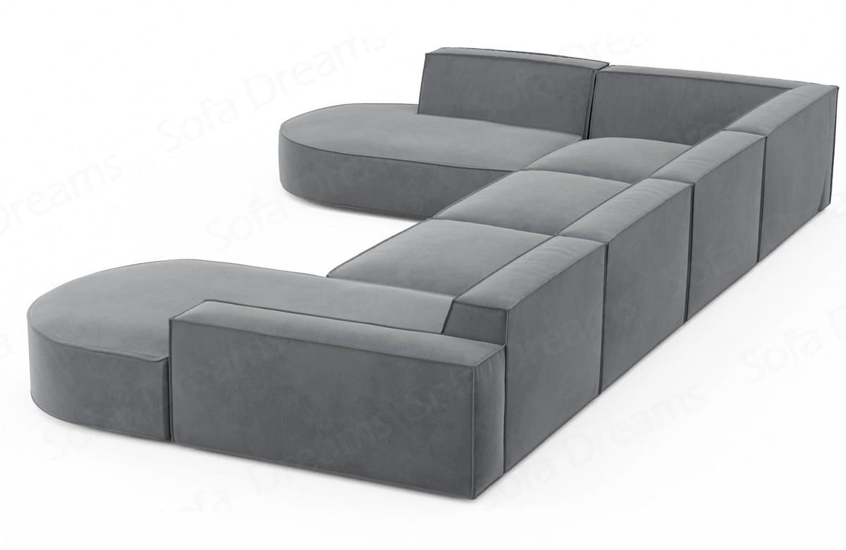 Wohnlandschaft Alegranza U-Form aus Stoff Hellgrau