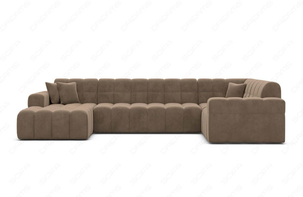 Stoff Wohnlandschaft Ibiza U-Form Braun