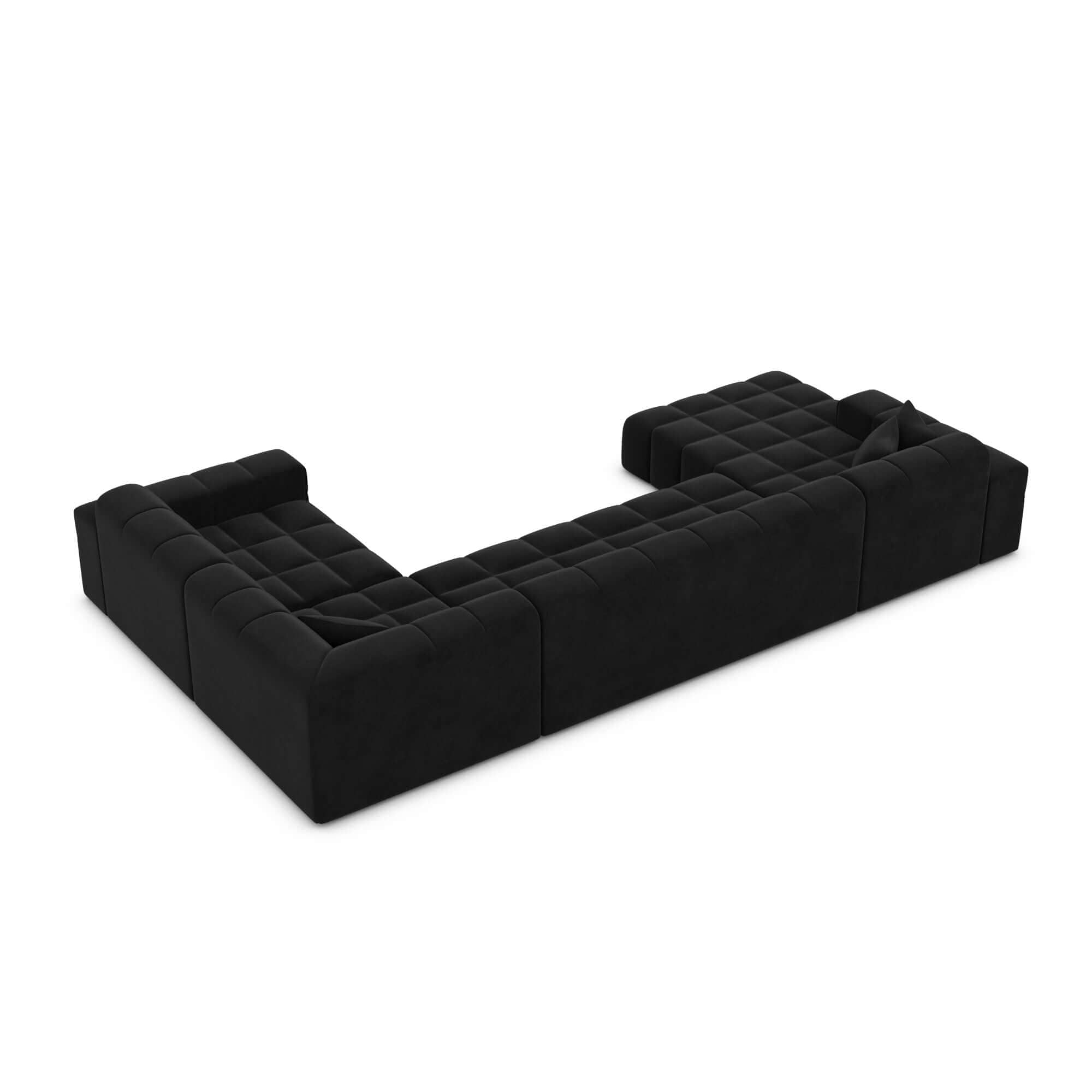 Stoff Wohnlandschaft Ibiza U-Form Schwarz