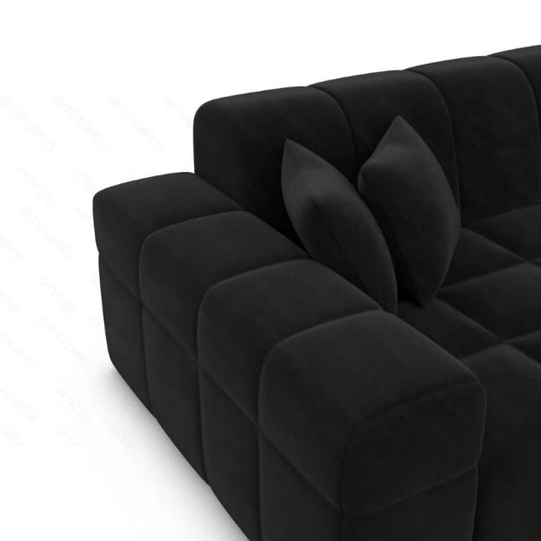 Stoff Wohnlandschaft Ibiza U-Form Schwarz