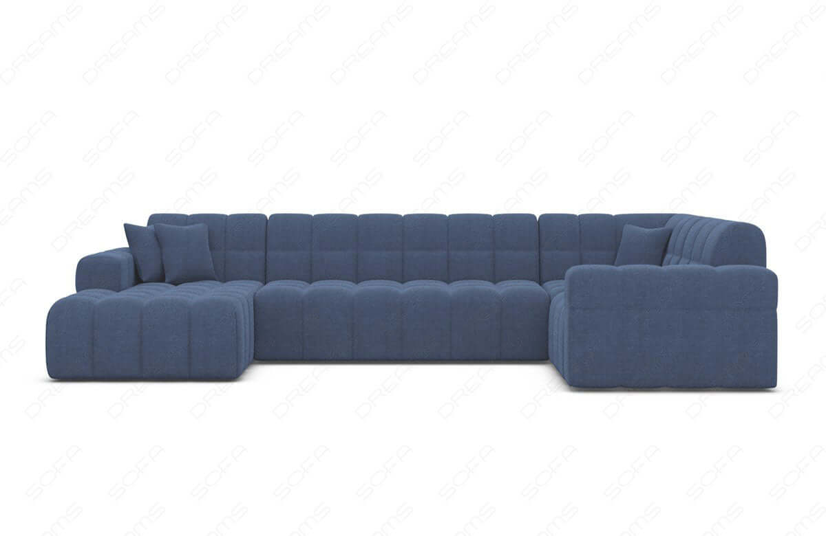 Stoff Wohnlandschaft Ibiza U-Form Blau