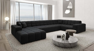 Stoff Wohnlandschaft Ibiza U-Form Schwarz