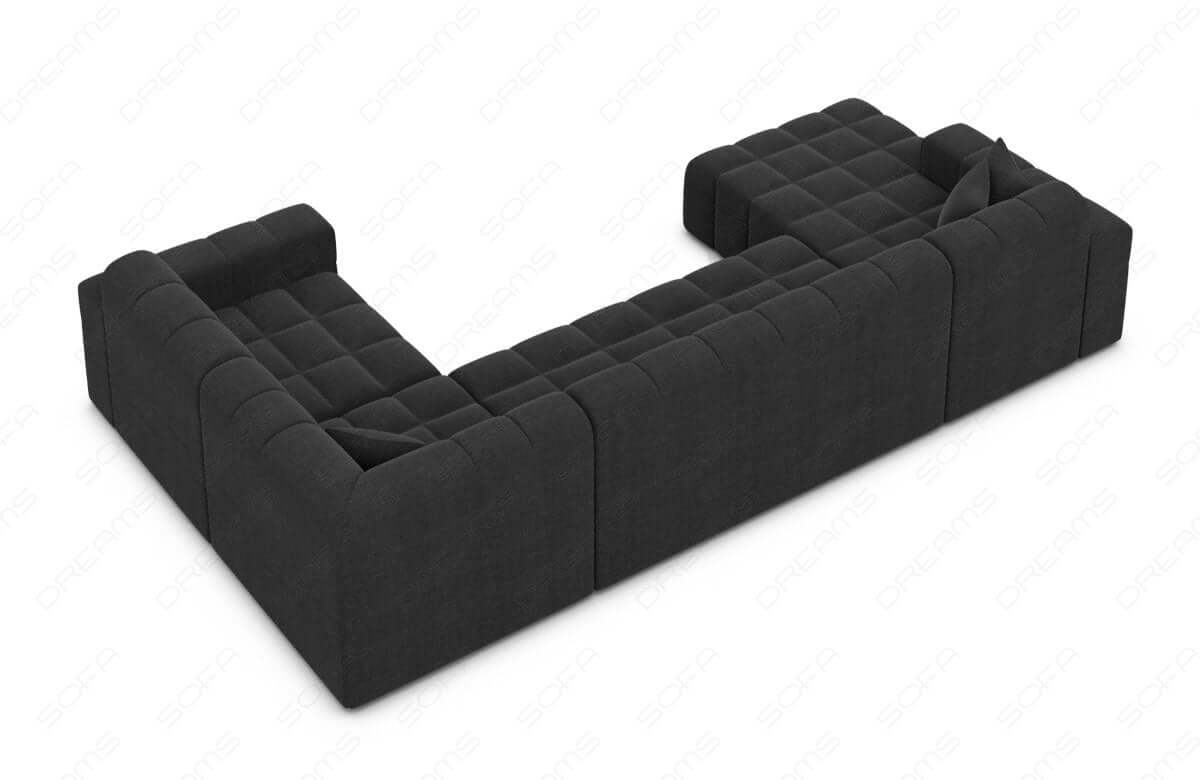Stoff Wohnlandschaft Ibiza U-Form Schwarz
