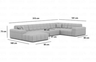 Stoff Wohnlandschaft Ibiza U-Form Schwarz