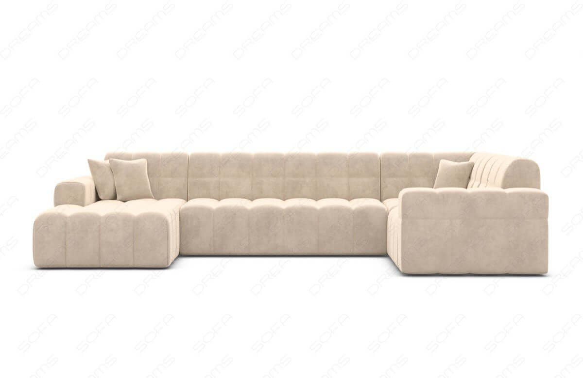Stoff Wohnlandschaft Ibiza U-Form Beige