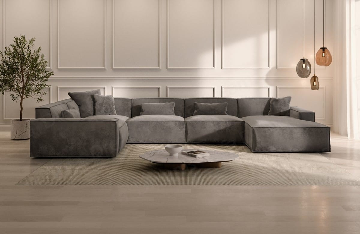Polster Wohnlandschaft Formenta U-Form – Komfort Dunkelgrau