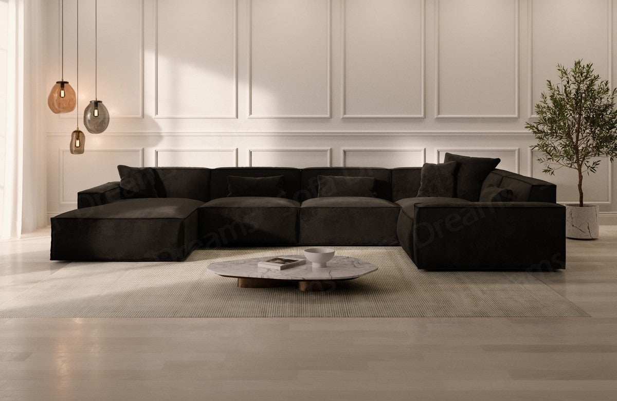 Polster Wohnlandschaft Formenta U-Form – Komfort Schwarz