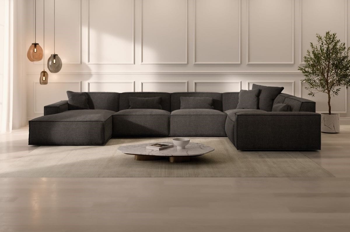 Polster Wohnlandschaft Formenta U-Form – Komfort Anthrazit