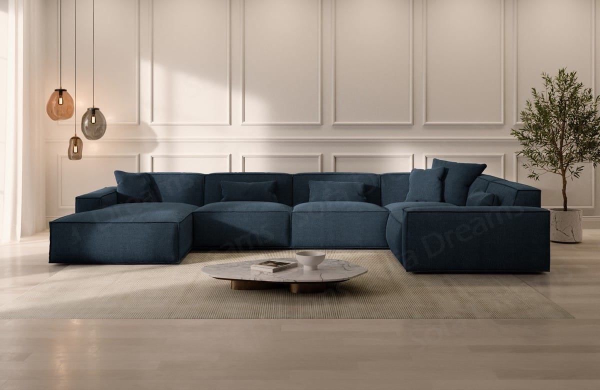 Wohnlandschaft Formenta U-Form aus Stoff Blau