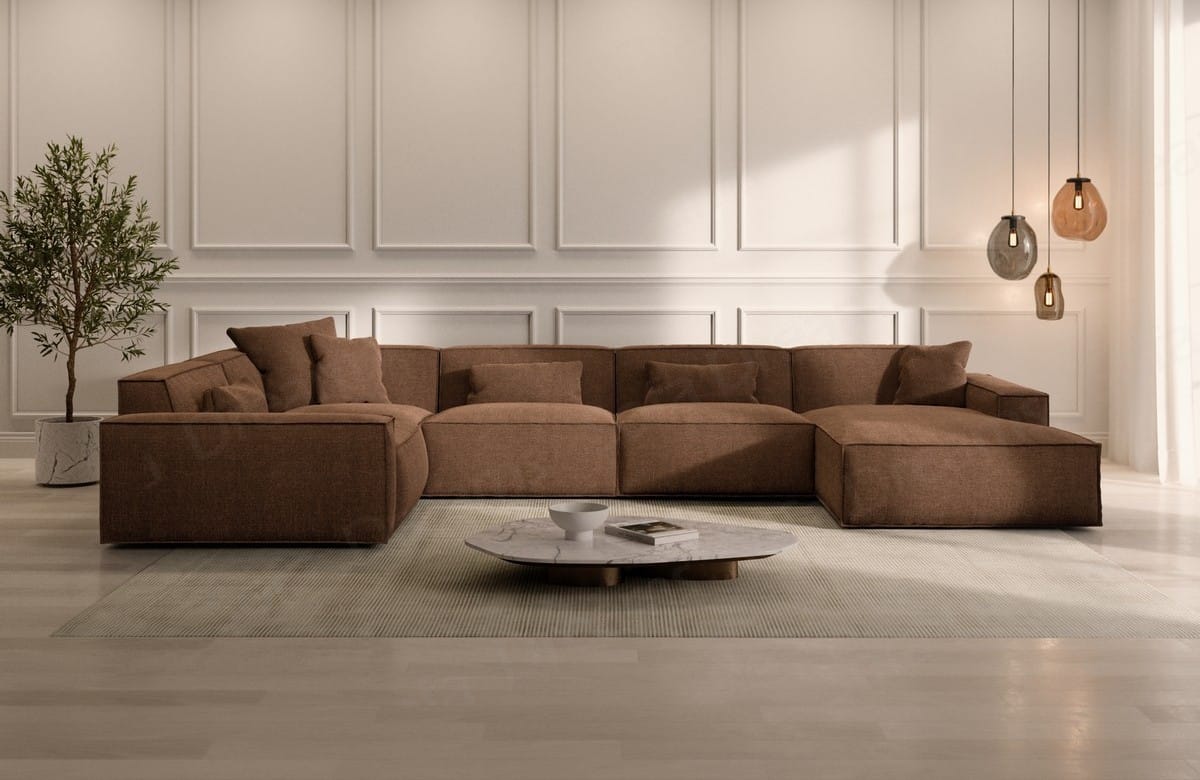 Polster Wohnlandschaft Formenta U-Form – Komfort Braun