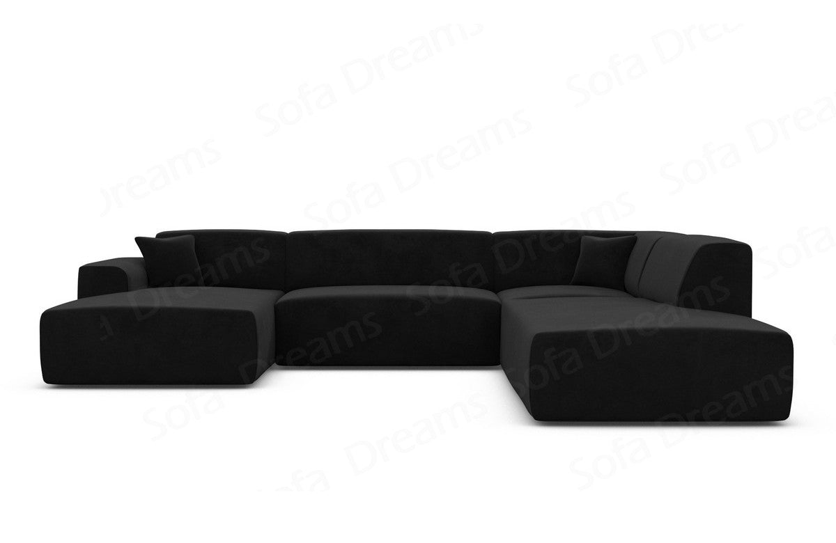 Polster Wohnlandschaft Mallorca U-Form Lounge Schwarz