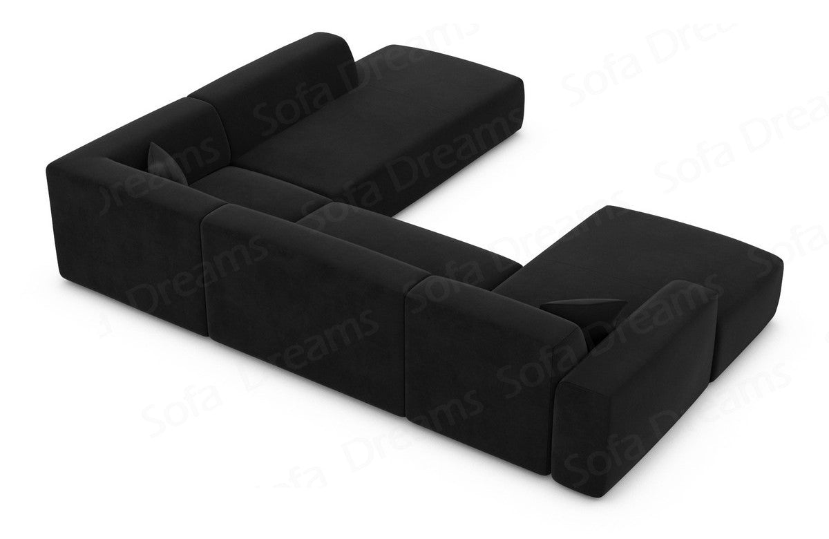 Polster Wohnlandschaft Mallorca U-Form Lounge Schwarz