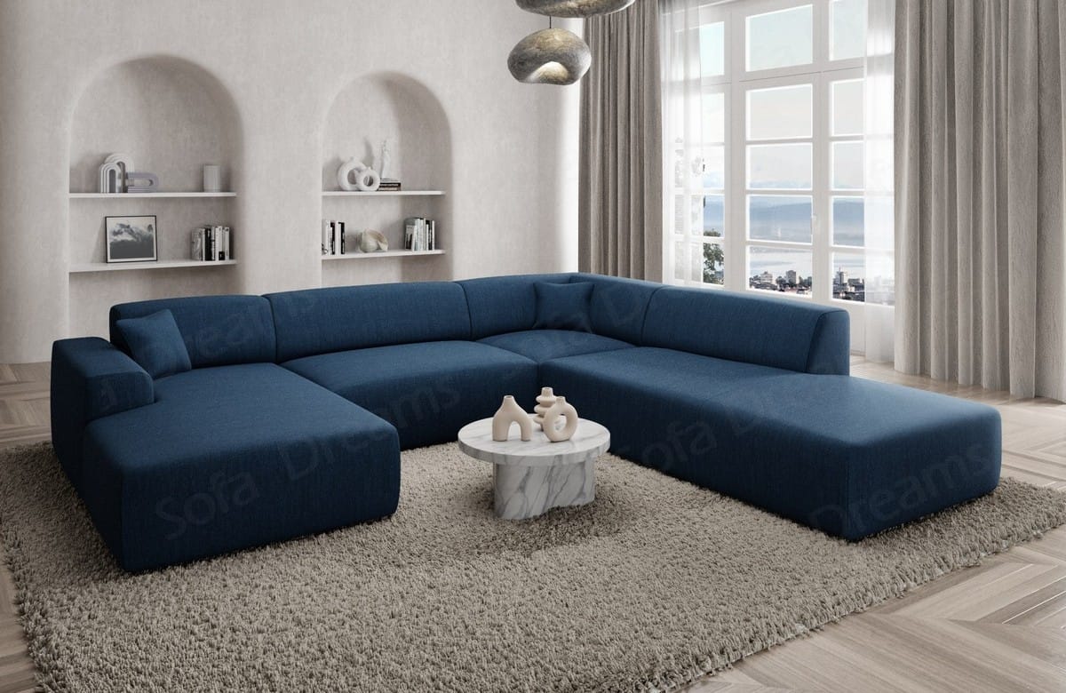 Couchlandschaft Mallorca Lounge U-Form in Stoff Blau