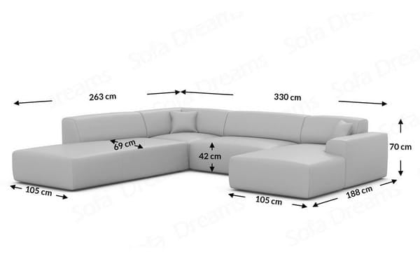 Couchlandschaft Mallorca Lounge U-Form in Stoff Schwarz