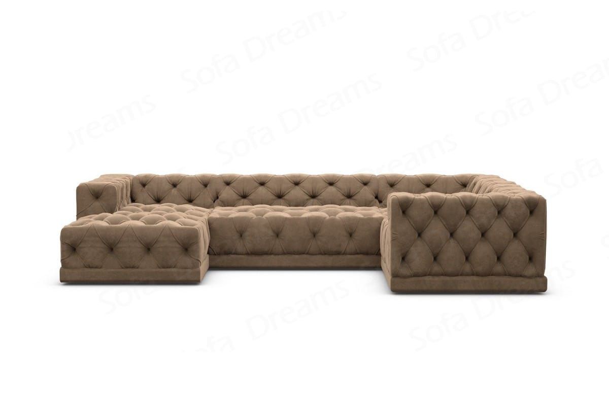 Wohnlandschaft Palma U-Form aus Stoff Braun