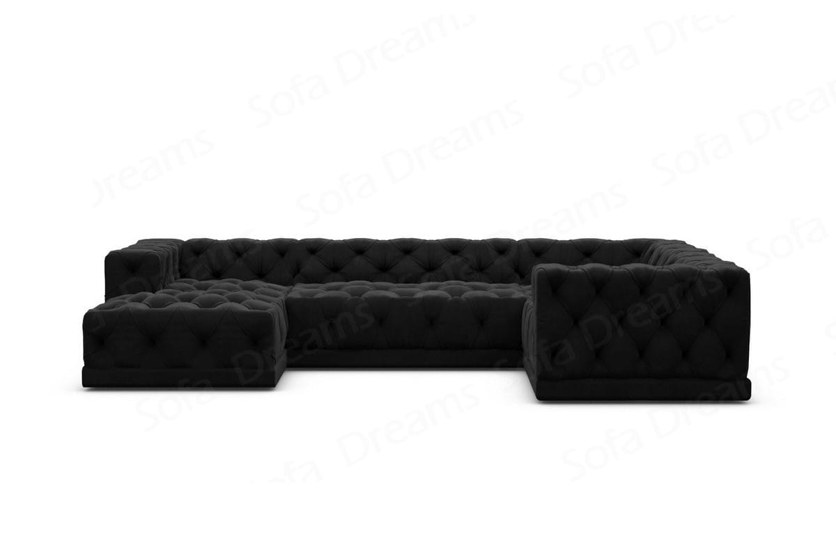 Wohnlandschaft Palma U-Form aus Stoff Schwarz